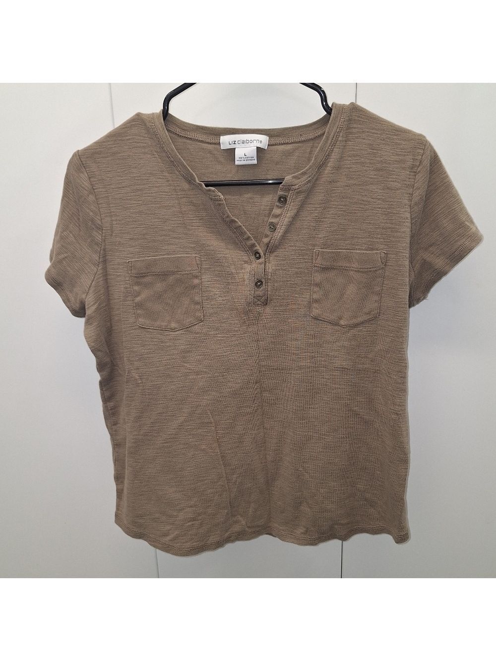 Liz Claiborne Brown Short Sleeve Top Women's Large
